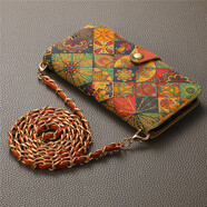 萬(wàn)浮生iPhone蘋(píng)果16斜挎包15軟木14面料13肩12帶11彩繪Pro手機殼MAX仿皮Plus翻蓋X/XS復古XR錢(qián)包7/8保護 【軟木面料/翻蓋/四季花語(yǔ)-秋】有肩帶 iPhone 16