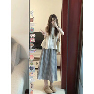 樂芬蘭（LeFenLan）連衣裙女裝2025夏季穿搭一整套小個(gè)子氣質(zhì)溫柔顯瘦格子半身裙套裝 上衣+格子半身裙 S