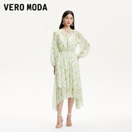 VEROMODA連衣裙2025夏季新款V領(lǐng)碎花捏褶拼接裙擺收腰32527C007 云瀚白色 M