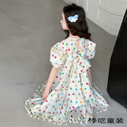 悸囈女童夏裝連衣裙春6-12歲兒童公主裙子洋氣新款韓版大童裝女孩衣服 彩色圓點(diǎn)連衣裙 120 cm