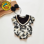 G.duck小黃鴨嬰兒童裝短袖薄夏裝包屁衣寶寶百天女童裙子姐妹裝夏季裙子 JM201-1短袖包屁衣 66 CM