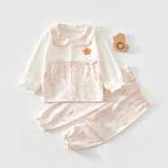 凡不了嬰兒分體套裝純棉春秋款女寶國潮韓版四季衣服新生兒內衣套裝a類(lèi) 2084粉色 73 碼7-10個(gè)月