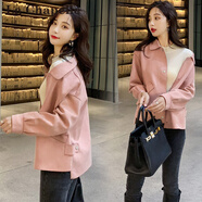 拉夏貝爾（La Chapelle）短外套女裝新品2025年春秋新款韓版小個(gè)子外套風(fēng)衣上衣女毛呢大衣 粉紅色 L