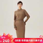 哥弟真的好（GIRDEAR）女裝字母羊毛羊絨針織收腰連衣裙A500216 A500231 卡其-加長 S (2)