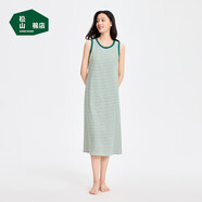 松山棉店二合一薄荷條紋女士帶杯背心裙無(wú)袖長(zhǎng)款顯瘦睡裙休閑寬松綠條紋M