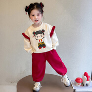 靚貝城堡女童哪吒花邊衛(wèi)衣套裝2025春秋裝兒童新款女寶寶運動兩件套小女孩 哪吒套裝 140