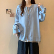 FHHUABD黑色正肩假兩件針織衫女秋冬大碼胖mm顯瘦中長款毛衣開衫外套上衣 黑色針織衫【秋季/秋裝/早秋/秋 M (100斤以內)【秋季/秋裝/早秋