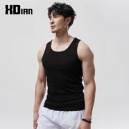 續(xù)點(diǎn)男士背心 純棉彈力運(yùn)動(dòng)健身訓(xùn)練緊身跨欄無(wú)袖籃球緊身馬拉松上衣 黑色 升級(jí)款精梳棉面料更柔軟 L （118-130斤左右）修身型