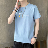 A21以純官網(wǎng)旗營(yíng)店男士短袖T恤2025夏季薄款潮流印花寬松圓領(lǐng)純棉半袖體恤上衣服tee 霧蘭 XL