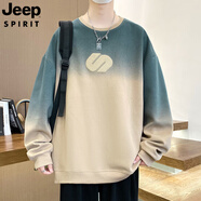 JEEP SPIRIT吉普青年2025夏季新款漸變色初男生衛(wèi)衣男士長袖t恤寬松潮流 8001卡其色 M 【建議80斤-105斤】