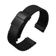 普獸精鋼米蘭編織網(wǎng)手表帶適用萬(wàn)國飛行員歐米茄海馬300百年靈超級海洋浪琴康卡斯美度精工通用表鏈男 316L不銹鋼-黑色鋼帶 表盤(pán)接口(表耳)21MM