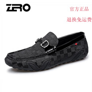 零度【官方旗艦】Zero意大利零度豆豆鞋 春夏真皮男士皮鞋透氣軟底一 A款-黑色 38