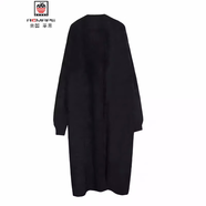 AEMAPE秋冬加厚過膝長(zhǎng)款仿貂絨針織開衫毛毛外套純色百搭寬松慵懶風(fēng)大衣 黑色