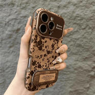 蔓吻適用沙漠金花藤玫瑰適用蘋(píng)果16手機殼15promax復古14pro支架13皮紋女保護殼 手機防摔殼 蘋(píng)果 復古大視窗-小花藤玫瑰-帶支架 蘋(píng)果14pro max