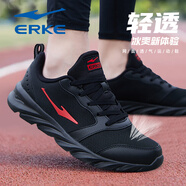 鴻星爾克（ERKE）男鞋2025新款夏季透氣網(wǎng)面跑步鞋男款網(wǎng)鞋薄款休閑鞋軟底運動鞋子 正黑/大紅（網(wǎng)面款）3291 41