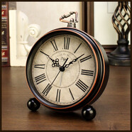 日本座鐘復古客廳桌面時(shí)鐘臺式家用鐘表擺件藝術(shù)擺鐘臥室床頭鬧鐘 褐色 復古羅馬 4英寸