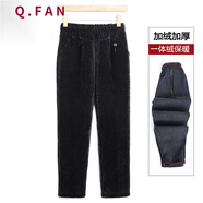 恰凡（QIAFAN）媽媽燈芯絨褲子女條絨長(zhǎng)褲秋冬新款休閑褲中老年冬季外穿加絨加厚 Fkyh5rerh 黑色 加絨 3XL （建議120-135斤）