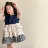 COLORFUL GEMS女童夏季無(wú)袖連衣裙2025新款韓版兒童碎花蛋糕裙女寶寶文藝范裙子 圖片色 M 130c