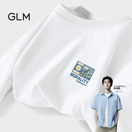 GLM敖瑞鵬代言純棉短袖t恤男青春休閑風(fēng)街頭潮搭落肩五分袖大碼T恤 【純棉】白#山與花G XL