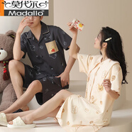 莫代爾情侶睡衣夏款純棉短袖風(fēng)女士卡通男士可外穿薄款家居服套裝 A58372女-A58371男 XL 男款