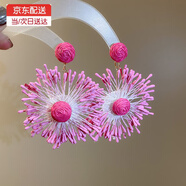 巴克樂(lè)樂(lè)鋼針手工編織花朵耳環(huán)海邊度假風(fēng)氣質(zhì)耳釘耳墜時(shí)尚耳飾小眾高級(jí)感 鋼針-粉色