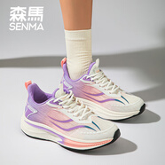 森馬（Senma）大碼男鞋情侶秋季初中學(xué)生爆米花軟底超輕減震輕便運(yùn)動(dòng)跑步鞋女款 紫粉 36