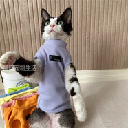 貓容德文卷毛貓衣服無毛寵物背心空調(diào)服高彈薄款貓貓咪春夏天睡衣服 丁香紫 L(6-8斤)