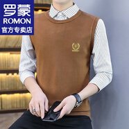 羅蒙（ROMON）毛衣男士秋季針織衫假兩件保暖套頭打底衫潮流休閑百搭上衣服男裝 MY2116焦糖白 L （約100-120斤可穿）