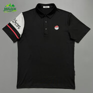 GOLF新款高爾夫短袖T恤男速干透氣球衣情侶服裝男修身上衣彈力polo衫 黑色(男款) L