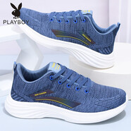 花花公子（PLAYBOY PHYSICAL）男鞋網(wǎng)鞋運(yùn)動(dòng)鞋輕便透氣跑步鞋爸爸鞋子休閑鞋子男夏季鞋子男士鞋 LZ1699男款淺藍(lán) 45