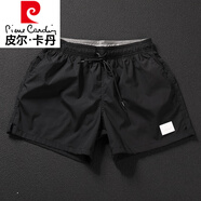 皮爾卡丹（pierre cardin）亮黃色跑步健身運(yùn)動短褲速干可下水沙灘短褲男士度假游泳裝備國潮 今年升級黑 微彈面料 M