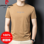 皮爾卡丹（pierre cardin）短袖t恤男圓領休閑夏季青中年半袖體恤衫純色百搭重磅棉T恤打底衫 黃色 2XL