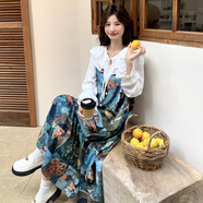 皮爾卡丹（pierre cardin） 復(fù)古藝術(shù)生穿搭連衣裙女2025春季新款法式木耳邊娃娃領(lǐng)拼接A字裙 花色 新款面料升級(jí)版 M 105-115斤內(nèi)