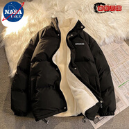 NASALIKE雙面穿棉衣男秋冬季韓版潮流寬松仿羊羔絨棉服潮牌棉襖毛絨外套 【高質(zhì)量單面穿】206黑色 2XL