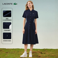 LACOSTE法國鱷魚(yú)女裝25春夏新款A字版迷你凸紋網(wǎng)眼Polo連衣裙|EF9621 166/藏青色 L