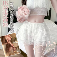 浮夏蕾絲邊蛋糕裙性感風(fēng)超短裙法式高腰遮肉寬松大碼網(wǎng)紗蓬蓬半身裙 綁帶打底褲【白色】 L 80-120斤