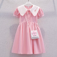 PURCOTTON全棉時(shí)代【央媽推薦】連衣裙夏季薄款2025新款洋氣粉色公主裙兒童 粉紅色連衣裙【不含包包】_【夏 130 cm
