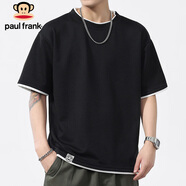 大嘴猴（paul frank）短袖男士華夫格t恤男夏季潮牌休閑寬松體恤上衣外套男裝 黑色 M