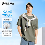 網(wǎng)易嚴選【T學(xué)家】超值抑菌T升級205g重磅棉T恤100%新疆棉 A款短袖25春夏升級-灰綠色 3XL