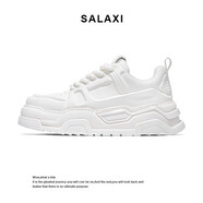 莎萊茜（SALAXI）2025春夏季新款情侶老爹鞋女爆潮牌小白鞋厚底增高運(yùn)動(dòng)休閑板鞋男 白色 42 碼