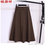 恒源祥中國(guó)風(fēng)半身裙高腰中長(zhǎng)款2025春夏新款大碼女裝mm顯瘦松緊裙子 咖色 L