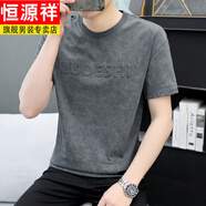 恒源祥2025夏季短袖t恤男圓領(lǐng)鋼印半袖體恤打底衫青年上衣 8960灰色 M