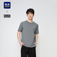 海瀾之家（HLA）短袖T恤男panda wowo熊貓涼感t恤圓領(lǐng)短袖男夏季 中灰JS L 175/92A(L) 推薦69-75kg