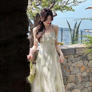 Radinka2025夏季海邊薄荷綠吊帶連衣裙度假風(fēng)女馬卡龍色旅游穿搭沙灘PKF 印花無袖氣質(zhì)連衣裙【圖片色#2292】 2XL