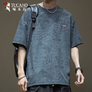 啄木鳥（TUCANO）冰絲網(wǎng)眼短袖T恤男夏季新款寬松五分袖男士速干胖子大碼半袖體恤 A281灰色【冰絲】 L 【體重125-145斤】