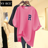 NY-RCET恤女寬松2025春夏新款歐貨女裝潮短袖長(zhǎng)款上衣夏 玫紅色 M