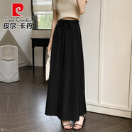 皮爾卡丹（pierre cardin）黑色半身裙女2025新款感酸醋緞面垂感長(cháng)裙氣質(zhì)遮跨高腰a字裙 黑 6053#黑色修身小A裙 XL 建議120-138斤