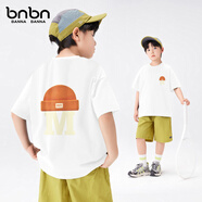 班納班納男童短袖t恤2025新款帥氣男孩中大童夏季衣服純棉兒童夏裝 N帽子K_N帽子白 160 （尺碼偏小，建議拍大一碼）
