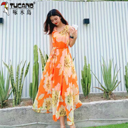 啄木鳥(niǎo)夏季沙灘長(cháng)裙連衣裙女長(cháng)款仙女超仙甜美沙灘裙海邊度假 花色連衣裙【高質(zhì)量】 XL 115斤-130斤