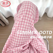 浪莎格子褲女秋季2025新款高腰垂感直筒休閑山本褲寬松慵懶遛彎闊腿褲